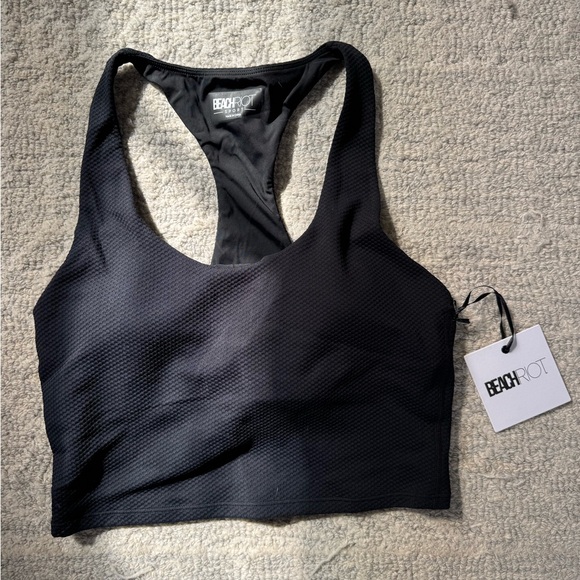 NWT Beach Riot Yara Top Black Waffle Size L / BLACK WAFFLE - Picture 4 of 6